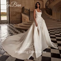 ZanBan Exquisite Ivory Wedding Dress Detachable Train 2025 Sleeveless Bridal Gown Mermaid Bride Dress Customized Vestido De Noiv
