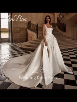 ZanBan Exquisite Ivory Wedding Dress Detachable Train 2025 Sleeveless Bridal Gown Mermaid Bride Dress Customized Vestido De Noiv