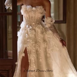 Dreamy Handmade Flowers Customized Bridal Gown Elegant Organza Sleeveless Wedding Dress Modern Side Slit A-Line Vestido De Novia