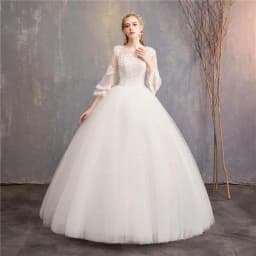 Vintage Wedding Dresses 2024 New Cheap Wedding Dress Full Flare Sleeve Lace Embroidery Princess Vestido De Noiva Customized