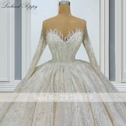 Lceland Poppy Customized Women's Ball Gown Lace Wedding Dresses Buttons Up Floor Length Beaded Bridal Gowns with Court Train