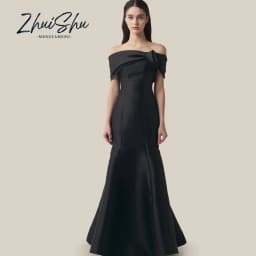 Simple Mermaid Black Korea Evening Dresses Off the Shoulder Customized Photo shoot Thick Satin Floor Length Wedding Dress