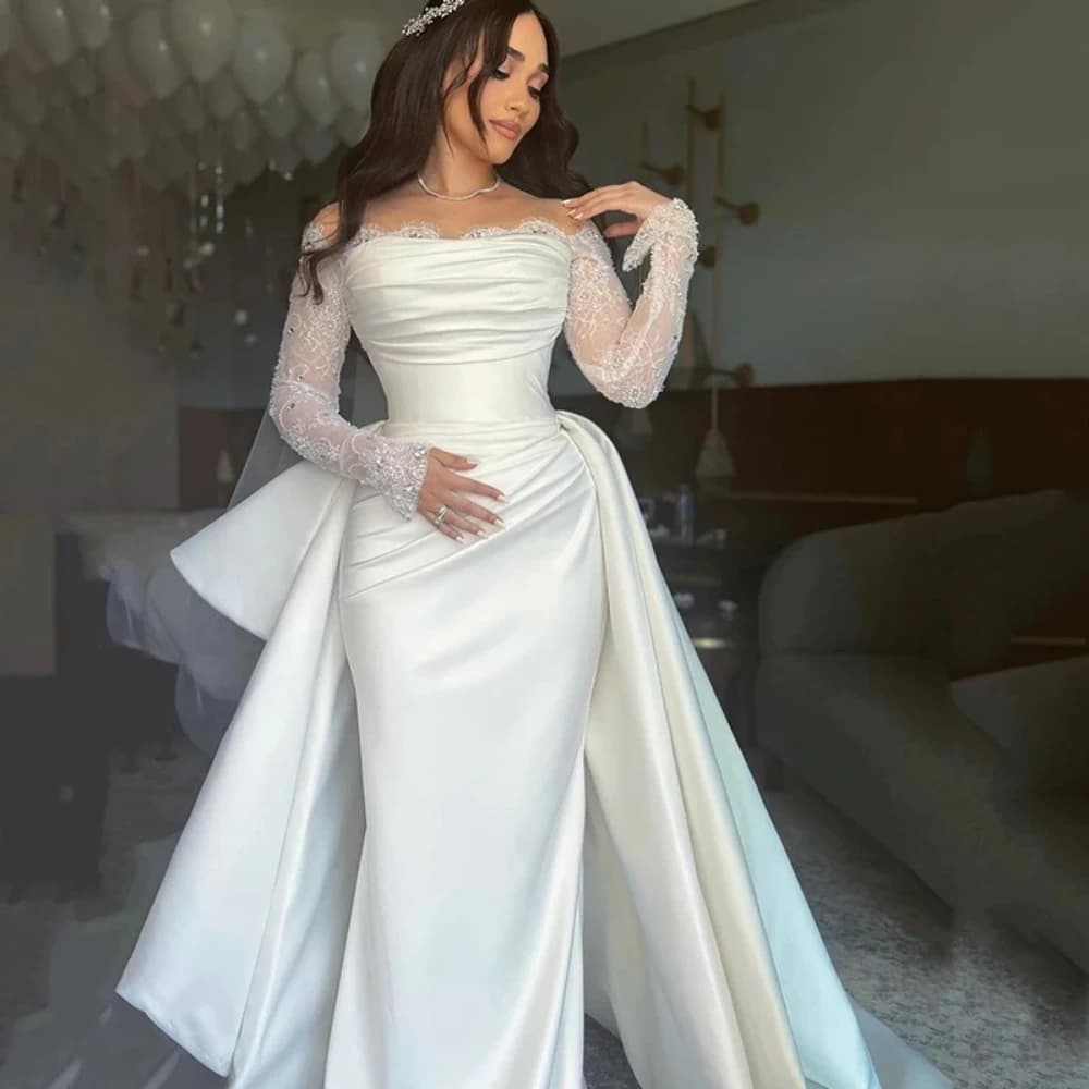 Elegant Wedding Dresses for Woman Customized Off The Shoulder Lace Long Sleeve Boho Beach Bridal Gowns Wedding Party Dress 2026