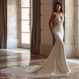 Luxury V-neck Mermaid Wedding Dresses for Women Spaghetti Straps Lace Appliques Robe De Mariee Backless Bridal Gown