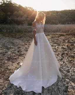 BOMP Bohemian Wedding Dress for Women A-Line Boho Lace Detachable Sleeves Satin Bridal Gown Pearls robe de mariée Customized