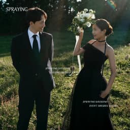 SPRAYING Korea Wedding Dresses Off the Shoulder Simple Tulle Black Long Bridal Gown 웨딩드레스 Custom Made Backless Customized 2025