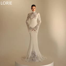 LORIE Elegant Mermaid Wedding Dresses Lace Appliques Soft Bridal Gowns Long Sleeves Vintage Country Wedding Gown Customized 2025