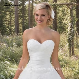 Lakshmigown Organza High Low Country A line Wedding dress for bride With Pleated Bodice Corset Tiered Skirt Beach Bridal Dress