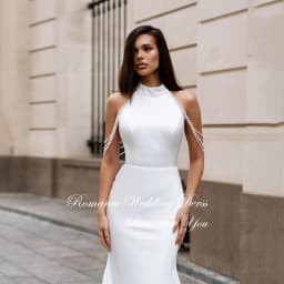 Elegant Beading High Collar Mermaid Wedding Dress Women 2026 Off The Shoulder Open Back Bridal Gown Vestidos De Novia Customized