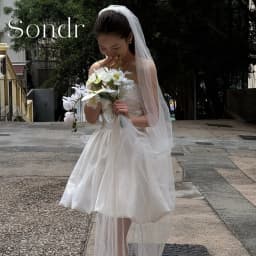 Sondr Customized Strapless Korean Short Wedding Dresses Photos Shoot Corset Back Bride Dress Taffeta Mini Bridal Gown