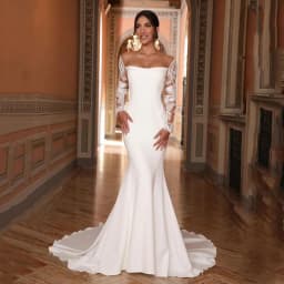 Boho Lace Appliques Mermaid Wedding Dresses Sexy Open Back Button Bridal Gowns Pleat Long Sleeves Sweep Train Vestido Customized