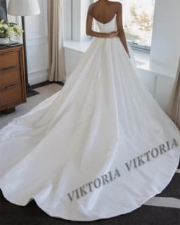 VIKTORIA Simple Satin Wedding Dresses For Woman Bride A-line Slit Strapless Pleat Vestido De Casamento Personalized Customized