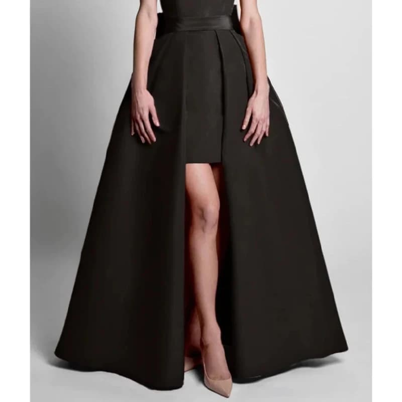 Modern Black Satin Detachable Wedding Train Purple Removable Bridal Overskirt Pink Formal Party Skirt Customized
