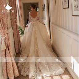Aedmgh Mermaid Sexy Wedding Dresses Scalloped Long Sleeve Vestido De Novia Lace Embroidery 2 In 1 Chic Custom Made Bridal Gown