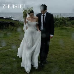 ZHUISHU Off the Shoulder Outdoor Korean Wedding Dresses Photo Shoot A Line Soft Tulle Bridal Gown Customized Self-Wedding Gown