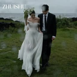 ZHUISHU Off the Shoulder Outdoor Korean Wedding Dresses Photo Shoot A Line Soft Tulle Bridal Gown Customized Self-Wedding Gown