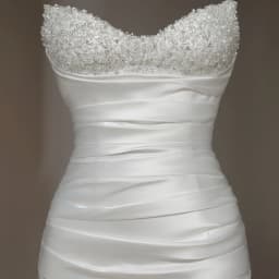 ZIBUYU Customized Elegant Satin Mermaid Wedding Dress Strapless Beaded Backless Ruched Bridal Gown
