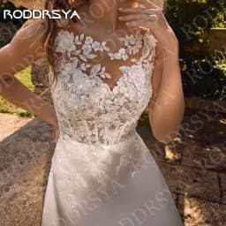 RODDRSYA Wedding Dress Sleeveless Illusion O-Neck Applique Lace Satin Bridal Dresses Open Back Customized Robes De Mariée 2026