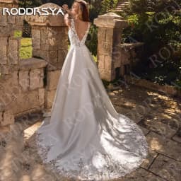 RODDRSYA Wedding Dress Sleeveless Illusion O-Neck Applique Lace Satin Bridal Dresses Open Back Customized Robes De Mariée 2026