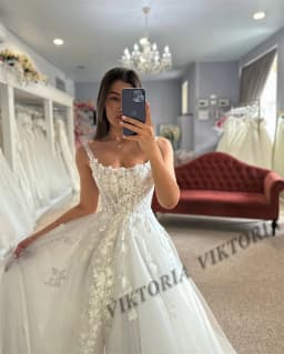 VIKTORIA Attractive Corset Wedding Dresses For Woman Bride Slit Square Collar Tulle Appliques Vestido De Casamento Customized