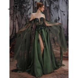 Roycebridal Gothic Green Off-Shoulder Black Wedding Dress Deep Forest Witch-Style Brides Dress Customized Vestidos 2026