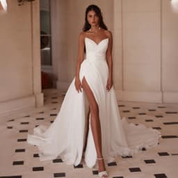 Charming Pleat V-neck Organza A Line Wedding Dresses Side Slit Custom Made Bridal Grown 2025 Vestido De Noival