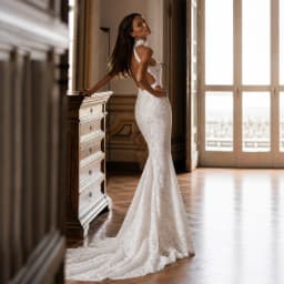 Halter Mermaid Wedding Dress Vintage Full Lace Sleeveless Open Back Bridal Gown Chapel Train Custom Size Wedding Bridal Dresses