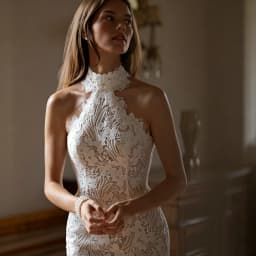 Halter Mermaid Wedding Dress Vintage Full Lace Sleeveless Open Back Bridal Gown Chapel Train Custom Size Wedding Bridal Dresses