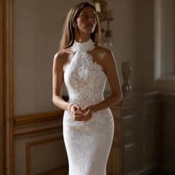 Halter Mermaid Wedding Dress Vintage Full Lace Sleeveless Open Back Bridal Gown Chapel Train Custom Size Wedding Bridal Dresses
