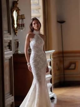 Halter Mermaid Wedding Dress Vintage Full Lace Sleeveless Open Back Bridal Gown Chapel Train Custom Size Wedding Bridal Dresses