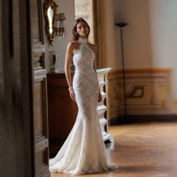 Halter Mermaid Wedding Dress Vintage Full Lace Sleeveless Open Back Bridal Gown Chapel Train Custom Size Wedding Bridal Dresses
