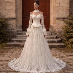 Customized Sweetheart Long Sleeves Robe de mariée Fashion Lace Appliques Wedding Dress Elegant A-Line Lace Up Back Bridal Gowns