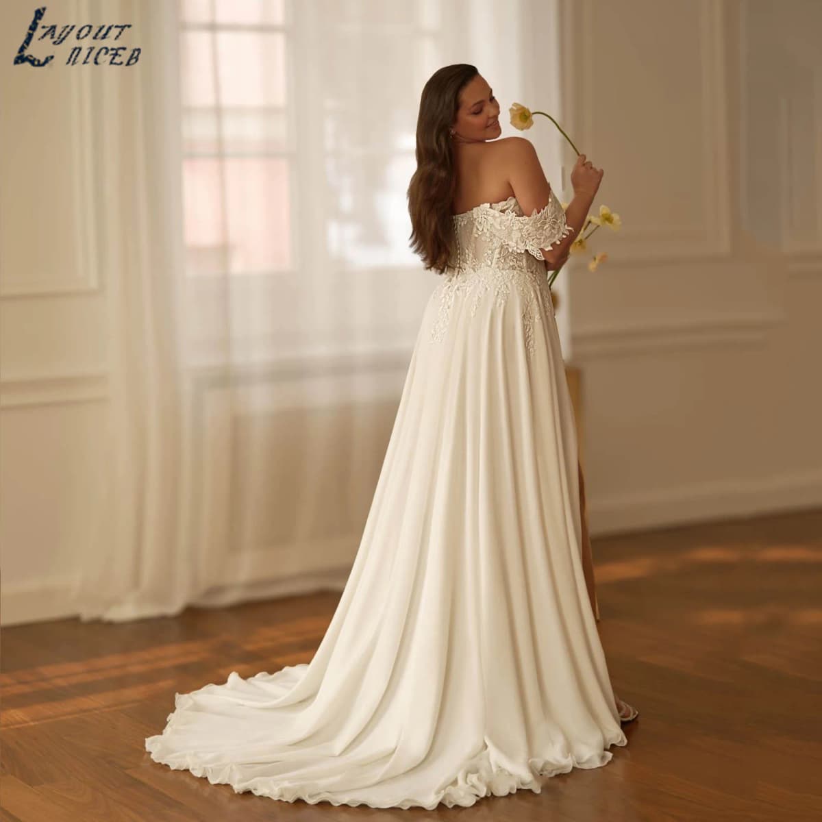 Romantic Chiffon Bride Dress Off Shoulder Appliques Wedding Gowns 2025 Sweetheart Backless Plus Size vestido de novia Customized