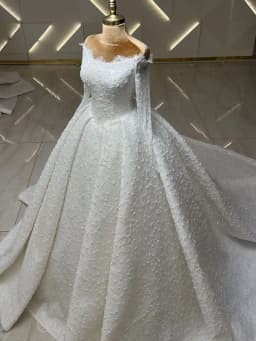 Luxury Lace Ball Gown Wedding Dress Off Shoulder Long Sleeve Princess Bridal Gown Beads Vestido De Novia