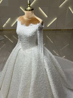 Luxury Lace Ball Gown Wedding Dress Off Shoulder Long Sleeve Princess Bridal Gown Beads Vestido De Novia