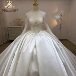 Customized Luxury Pearl Beaded Ball Gown Wedding Dress Long Sleeve Sparkly Bridal Gown Custom Size Plus Size Vestidos De Novia