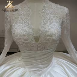 Customized Luxury Pearl Beaded Ball Gown Wedding Dress Long Sleeve Sparkly Bridal Gown Custom Size Plus Size Vestidos De Novia