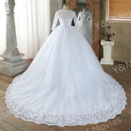 Real Video Vestidos De Novia Simple Vintage White Wedding Dress for Women With Sleeves Princesa Bridal Gown