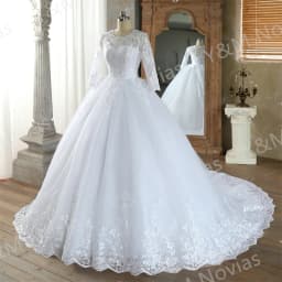 Real Video Vestidos De Novia Simple Vintage White Wedding Dress for Women With Sleeves Princesa Bridal Gown