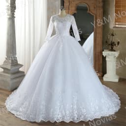 Real Video Vestidos De Novia Simple Vintage White Wedding Dress for Women With Sleeves Princesa Bridal Gown