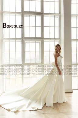 BONJOURY Chic Wedding Dress for Women Mermaid Zipper Bowknot Sleeveless Detachable Train Satin Robe De Mariee Customized