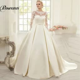 Customized Advanced Jewel Neck Wedding Dresses Satin Illusion Sashes Bridal Gowns Vestidos De Novia Brautmode Personalised