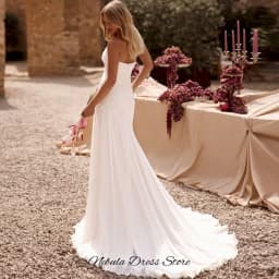Simple Customized Chiffon Ruched Bridal Gowns Fashion Strapless Sleeveless Wedding Dress Elegant A-Line Pleats Vestido De Novia