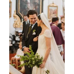 Tokyo Customized Square Collar Waist Cinching Wedding Dress Draped vestidos de noche Court Train Short Sleeve Evening Dresses