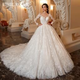 ETHEL ROLYN Luxury Wedding Dresses For Women Long Sleeve Beading Appliques Vintage Princess Wedding Gown Vestidos De Novia