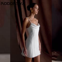 RODDRSYA Mini Pearls Bridal Party Dress Elegant Spaghetti Straps Satin Evening Gowns Backless Short vestidos de novia Customized