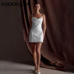 RODDRSYA Mini Pearls Bridal Party Dress Elegant Spaghetti Straps Satin Evening Gowns Backless Short vestidos de novia Customized
