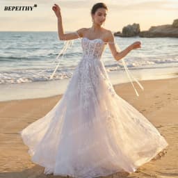 BEPEITHY Customized Sweetheart A Line Wedding Dresses For Women Sleeveless Lace Romantic Bride Plus Size Bridal Gown 2026