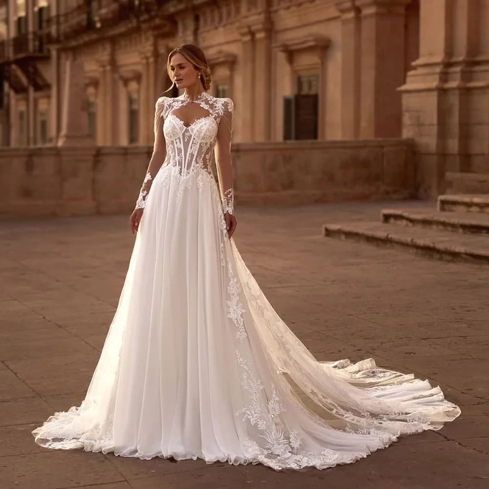 Modern Exquisite Appliques A-Line Wedding Dress Romantic Sweetheart Spaghetti Straps Vintage Bridal Gown two-piece Vestidos De