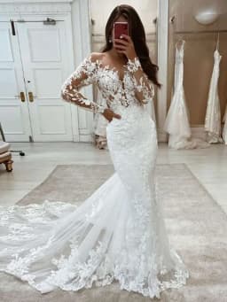 Wedding Dresses Mermaid Lace Long Sleeves Gown Vintage White Ivory Custom Made Luxury Bridal Dress